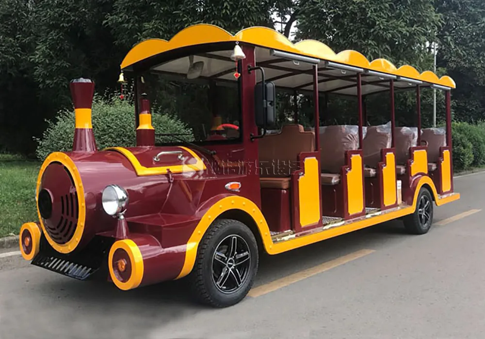 220V Electric Sightseeing Car Electric Tour Bus Lower Noises FRP Steel Material