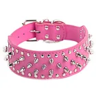 individual rivet fastener metal chain dog harness pu leather dog collar