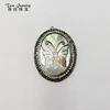 Fashion White Sea Shell Butterfly Pendant full hole connector pave rhinestone for jewelry making