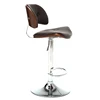 Walnut veneer Bentwood Adjustable Height Leather Modern Saddle stool Bar stool