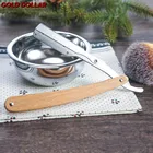 OEM Wooden Handle Straight Blade Razor Disposable Barber Razor Stainless Steel Shavette For Men Shaving