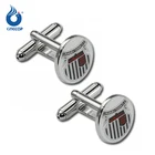 Cuff Links Or Tie Clips Round Epoxy Printing Logo Metal Cuff Links