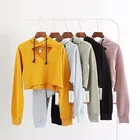 Wholesale Women Cropped Top Distressed Hoodie