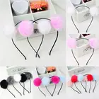 Fur Hair Kids Hairband Fluffy Fur Ball Cat Ears Panda Hair Hoop Hairband For Kids Girls
