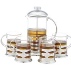 4 Glass Tea Plunger Mug, French Presses tea coffee cup