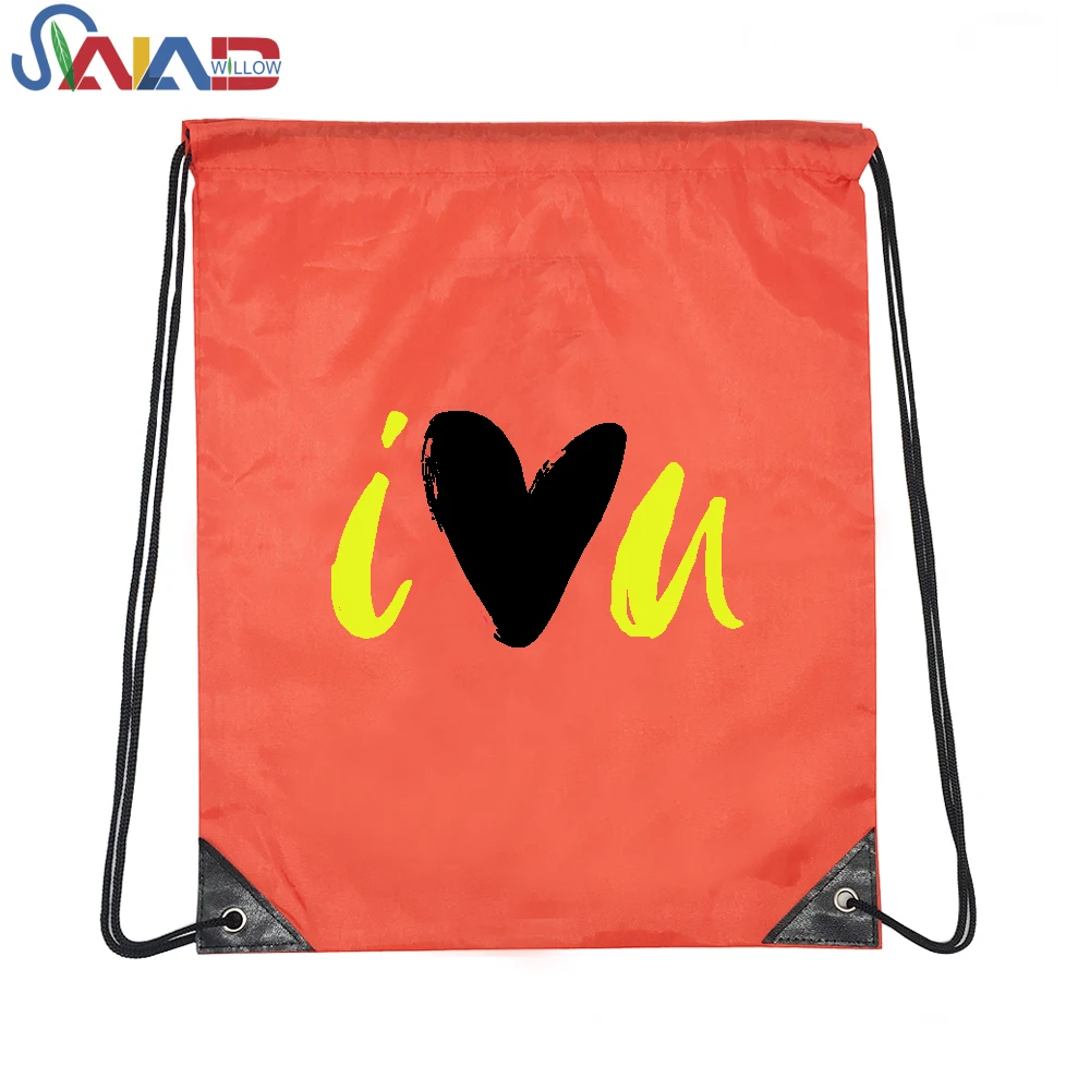 custom printed waterproof nylon drawstring bag for christmas