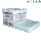 small stackable plastic storage folding lidded foldable shipping container crate box with lid