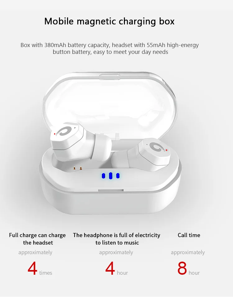 2019 Earteana TWS F8 Hifi Sound TWS Bluetooth 5.0 Wireless Earbud xiaomi bluetooth earphone with Charging Case - ANKUX.COM