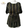Black and brown striped waist plus size top