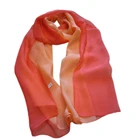 Howmay silk scarf chiffon 100% pure silk shawl gradient hand paint for women transparent lightweight scarf