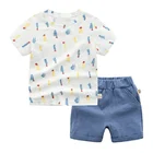 kids pajamas summer animal clothing OEM baby clothing sets cartoon short sleeve cotton blank clothes set
