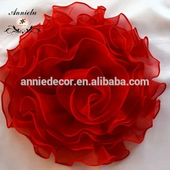 Elegent ruffle organza flower chair sash wedding decorative flower wedding chair sash chair cover