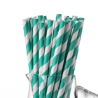 FDA eco disposable biodegradable striped bamboo drinking paper straws for bar