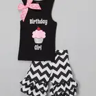 High quality OEM kids tank top and ruffle shorts clothing set boutique children girls birthday party wear outfits