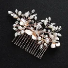 Fashion butterfly hair comb wedding hair comb pearl rhinestone hair accessories rose gold color