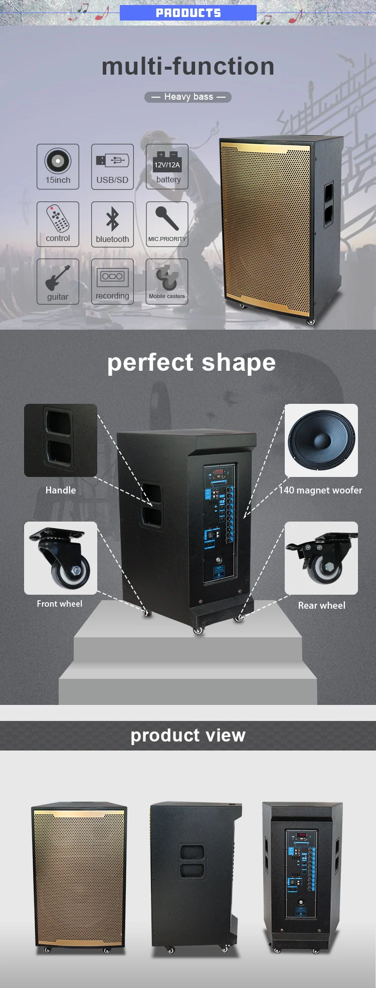 15 inch wooden high power karaoke subwoofer trolley speaker - ANKUX.COM