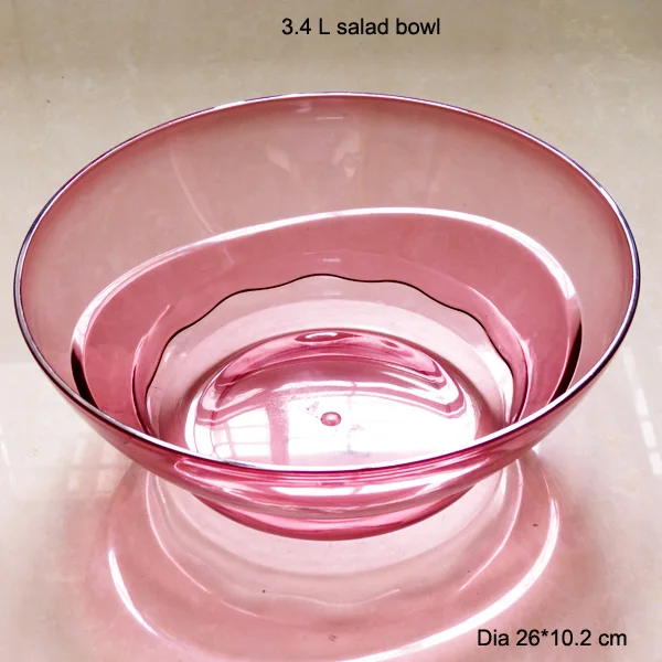 large size round plastic salad bowl 3.4 l