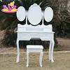 2017 New design youth white folding wooden dressing table W08H076