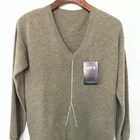 Custom Winter Cashmere Knit Sweater Women Cashmere Knitwear V neck sweater with contrast color
