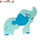 Wood Animal Puzzle Wooden Blocks Toys Early Education Wooden 3D Dimensional Thicker Puzzle Developmental Baby Kids Toys