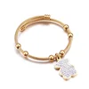 Fashion Wholesale Diamond Bear Charm Bracelet Gold Plated Stainless Steel Cable Bracelets
