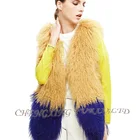 CX-G-B-83F Fashion Real Sleeveless Coat Rabbit Women Mongolian Lamb Fur Vest On Sale