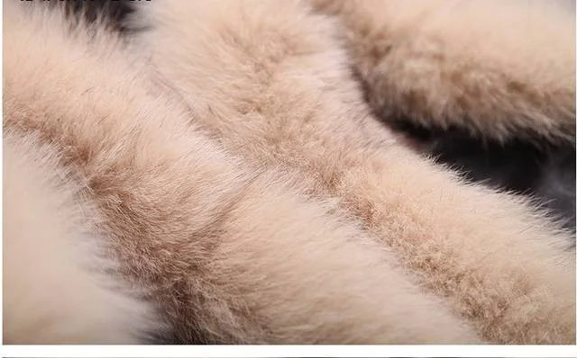 2014 the new explosion models in Europe and America big plush leather trim grass washed hooded sleeveless long vest