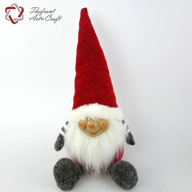 holiday decor gift red sewing hat christmas long beard standing