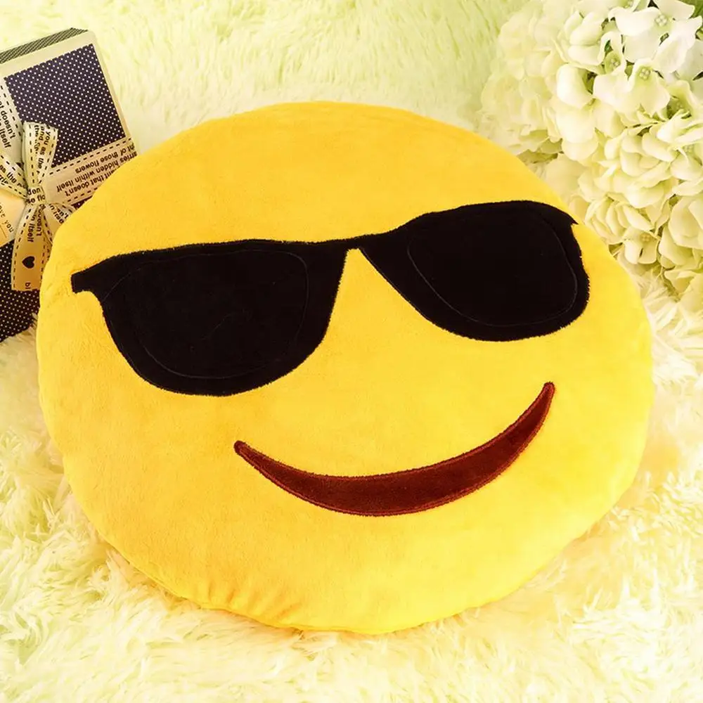 pretty Soft cute Emoji Smile Emoticon Pretty Round Cushion Pillow Stuffed Plush Toy