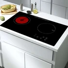 Doopen New Design Black Bridge Drive Aluminum Coil Plate 2 Stoves Black Crystal Magnetic Induction Cooker For Countertop