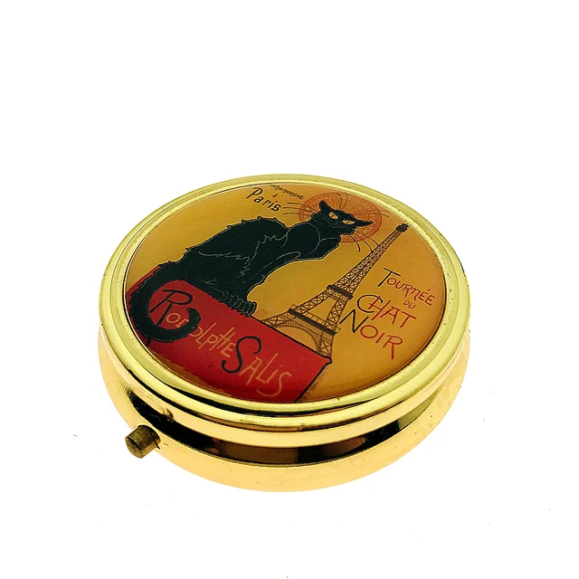 2018 Promotion Souvenir Gift, Metal Round Shape 3 Compartments Small Portable Pocket Travel Pill Box With Mirror