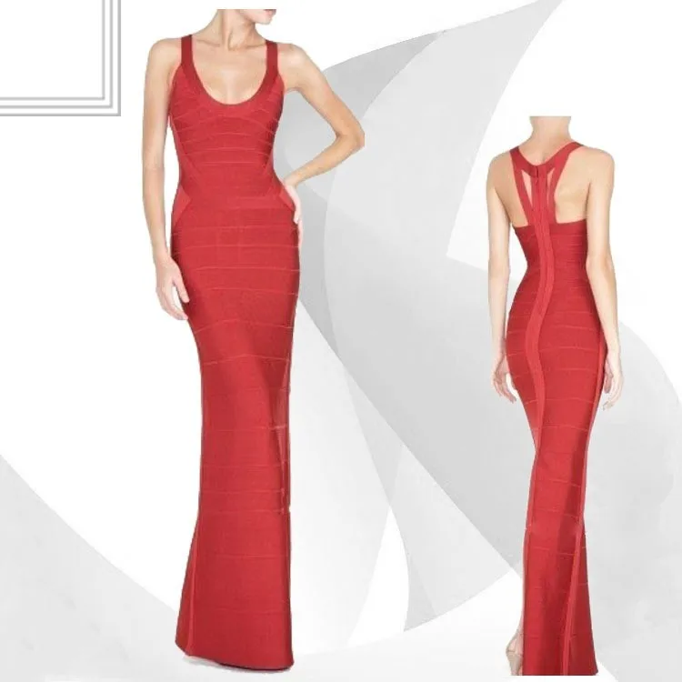 2015 new sey V-neck women sleeveless spaghetti strap floor-length long mai bodycon elegant party floor-length bandage dress