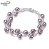 7-8mm AAA rice purple magnetic clasp freshwater jewel women pearl bracelets