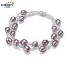 7-8mm AAA rice purple magnetic clasp freshwater jewel women pearl bracelets