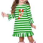 Wholesale baby girl christmas stripes embroider dress