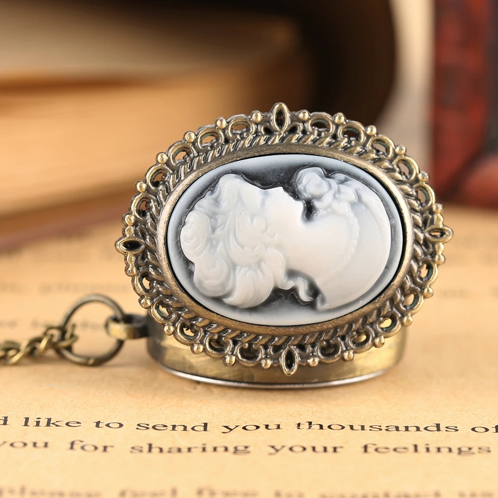 YISUYA Full Hunter Retro Women Pocket Watch Antique Oval Case Elegant Women Carving Pendant Necklace Clock Quartz Watch Gift  (23)
