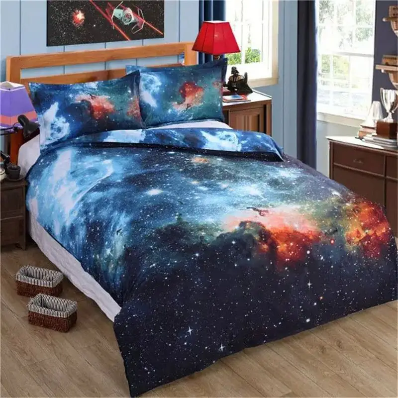 2016New fashion 3DGalay Bedding Sets Twin/Queen Size Universe Outer Space Themed Bedspread Bed Linen Bed Sheets Duvet Cover Set