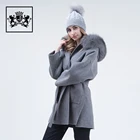 Fox Coat Real Fox Fur Hood Plus Size Coat Women 100% Cashmere Coat