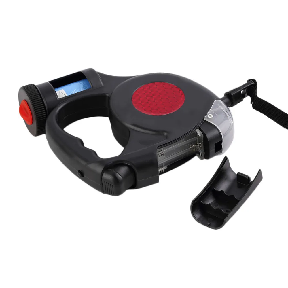 4.5M Automatic Dog Lead Retractable Dog Leash Pet Traction Rope Chain Harness Dog Collar Pet Products 3 LED Lights Garbage Bag