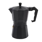 Italy Gloss and Matt Black Gas Moka Espresso Pot, Aluminum Stovetop Espresso Coffee Maker Coffee Pot Moka Latte