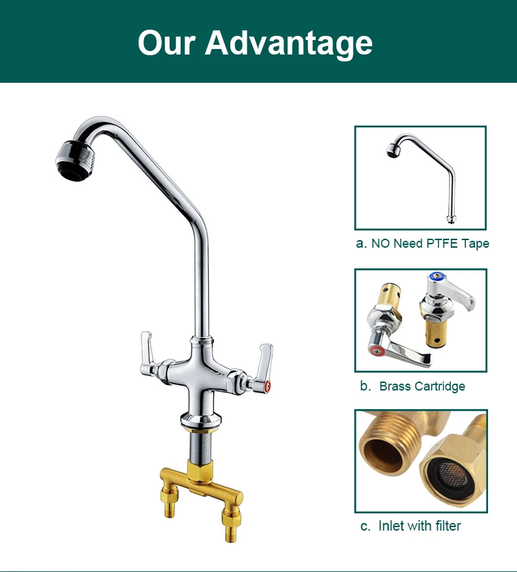 Wholesale Faucet Cheap Tapware Dual Handles Stainless Kitchen Sink Faucet Water Tap