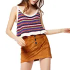 2019 Amazon Hot Sell Girl's summer Sexy CAMISOLE vest CAMISOLE knitted rainbow stripe sweater women sweater