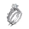 New European and American Princess Rings Diamond Rings Tree Leaf Engagement Rings set