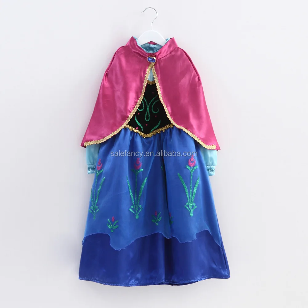 Girl Frozen Queen Elsa Cosplay Costume Fancy Dress Hoodedcape Sleeve