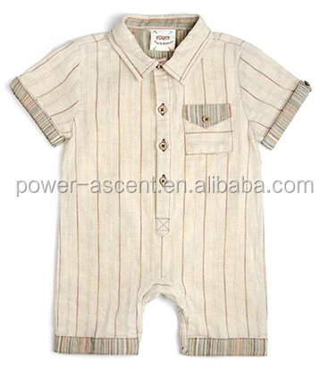 3 months to 18 months Linen Cotton Stripe Boys Rompers