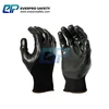 Qingdao Gloves Factory Wholesale Price Oil & Gas Resistant 13G Black Polyester Shell Black Nitrile Rubber Hand Gloves