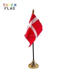 Denmark digital printing 100D polyester table flag with gold base
