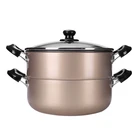 2 layer Aluminum non stick steam pot meat cooking bread baozi seafood dim sum food steamer dumpling corn induction HC-SP6901