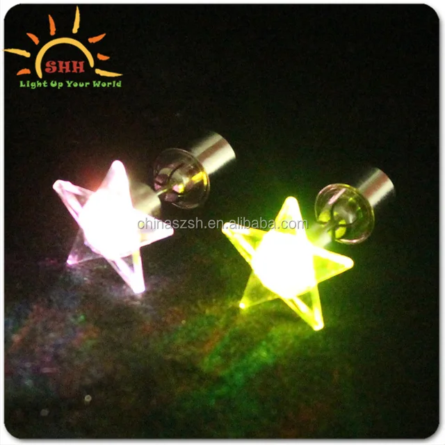 earrings flashing led light star earring for party, christmas