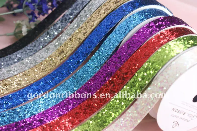 colorful rich sizes large glitter ribbon, wide glitter ribbon